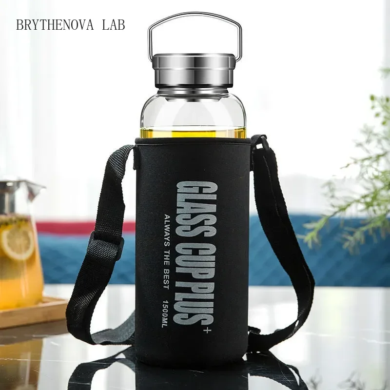 Outdoor Sport Glass Water Bottle - ขวดน้ำแก้ว 2 ลิตร พร้อมสายสะพาย ขวดน้ำกีฬา ขวดน้ำสำหรับเดินทางกลางแจ้ง